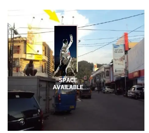 Sewa Reklame Billboard Tokabe.id - At the persimpangan of Pondok Street (di depan Mulia Asri Electronics), Kota Padang, Provinsi Sumatera Barat - Jasa sewa billboard Medan