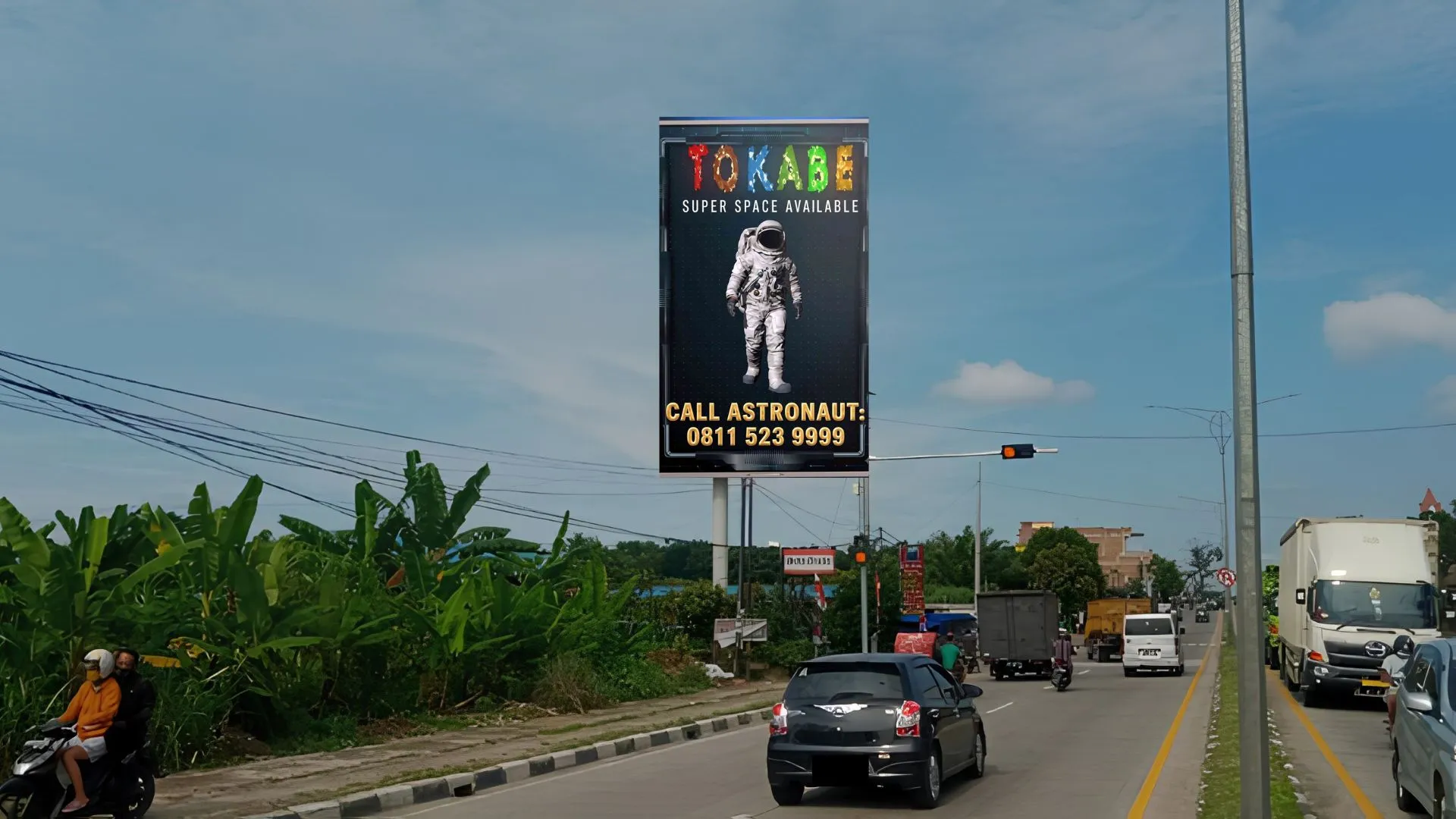 Sewa Reklame Billboard Tokabe.id - Jl. Medan - Tebing Tinggi Depan Polda Sumut KM 9,5, Medan - Billboard Tebing Tinggi