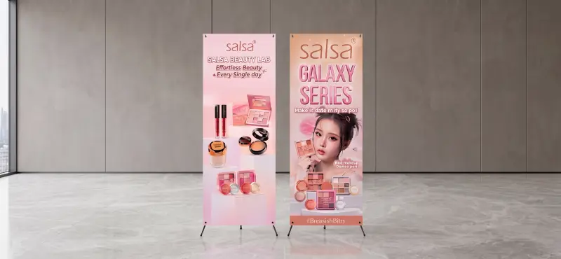Cetak X-Banner Promosi Produk Salsa Beauty Lab