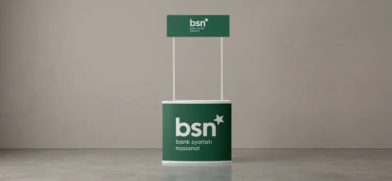 Cetak dan Perakitan Event Desk Meja Promosi Bank Syariah Nasional (BSN)