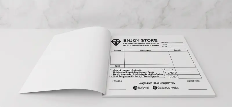 Cetak Buku Nota Enjoy Store Medan