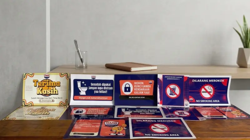 Cetak Stiker Signage Akrilik OMG