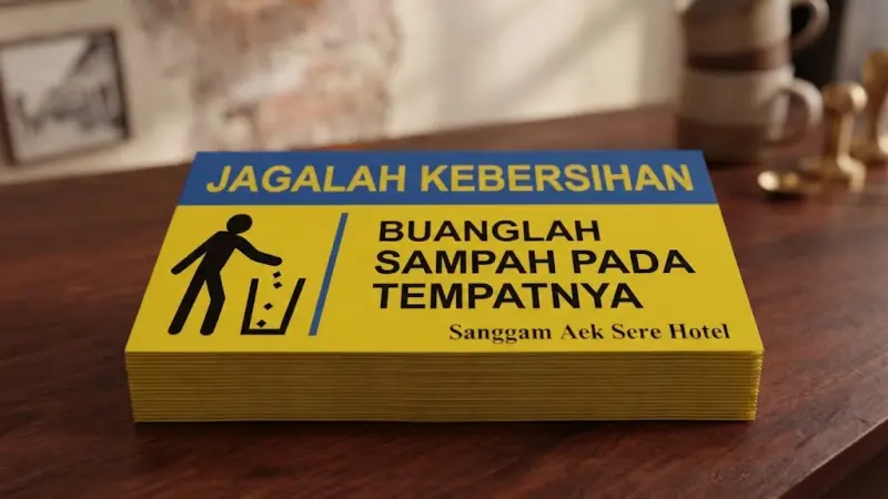 Cetak Stiker Imbauan Sanggam Hotel
