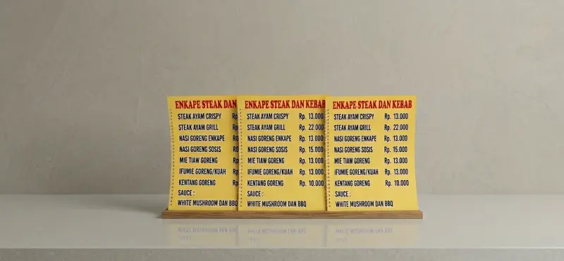 Event Organizer & Brand Activation Tokabe.id - Cetak Buku Menu Enkape Steak Gallery 2 - Sewa laptop Medan untuk event