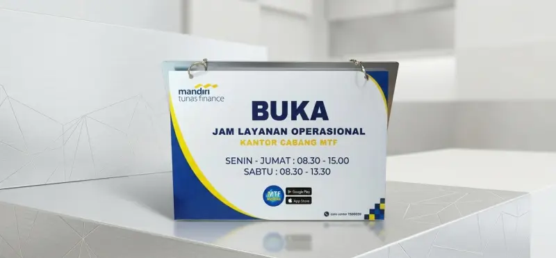 Cetak Papan Informasi Jam Operasional Mandiri Tunas Finance